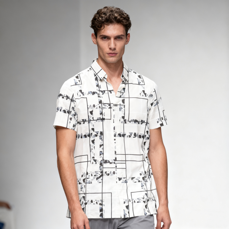 Men's short-sleeve seamless V-neck2001