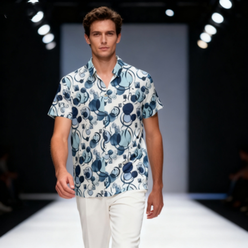 Men's short-sleeve seamless V-neck2003