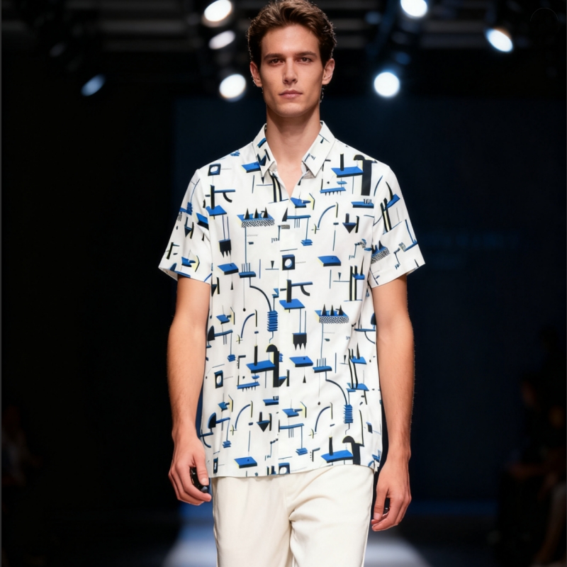 Men's short-sleeve seamless V-neck2007