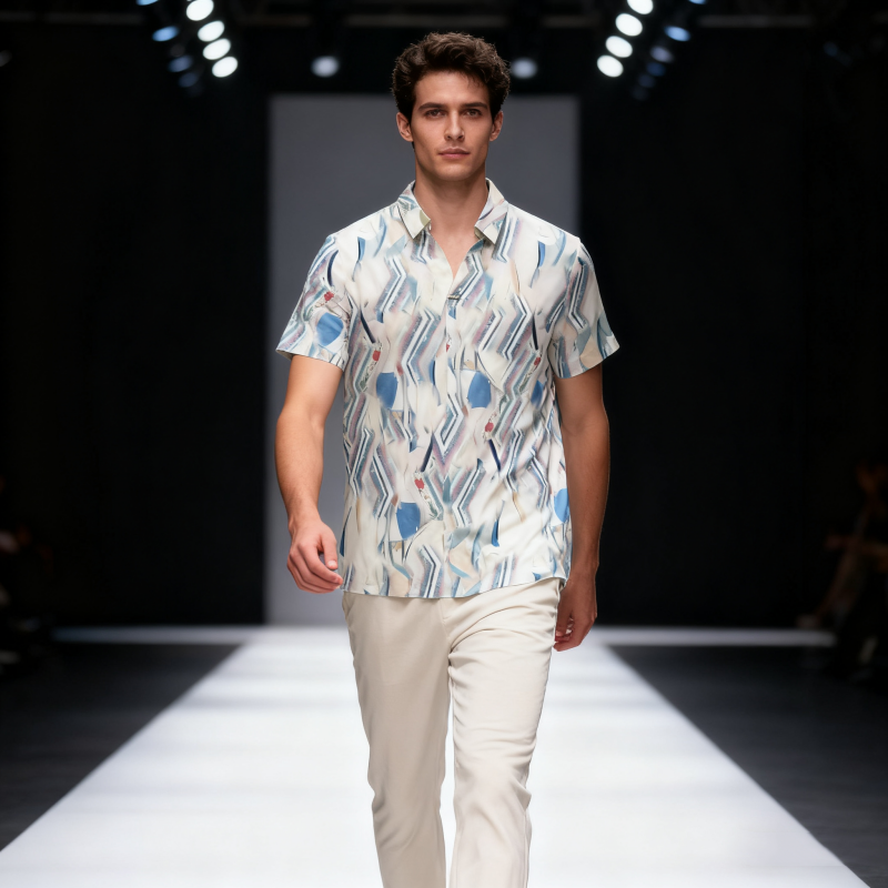 Men's short-sleeve seamless V-neck2008