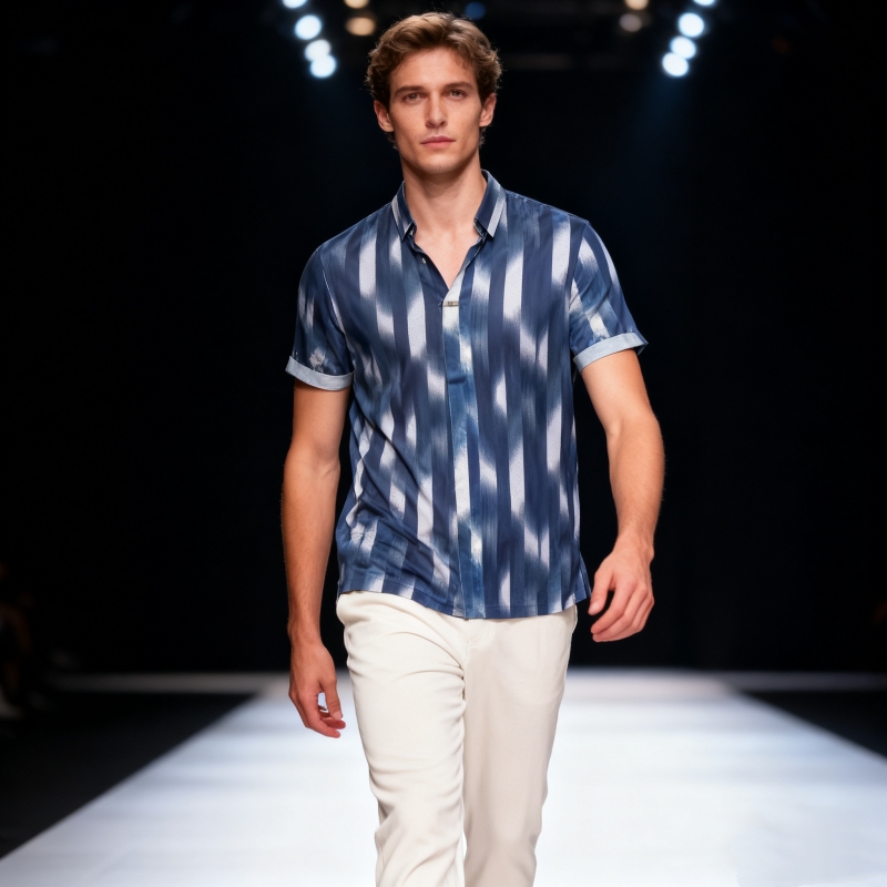 Men's short-sleeve seamless V-neck2009