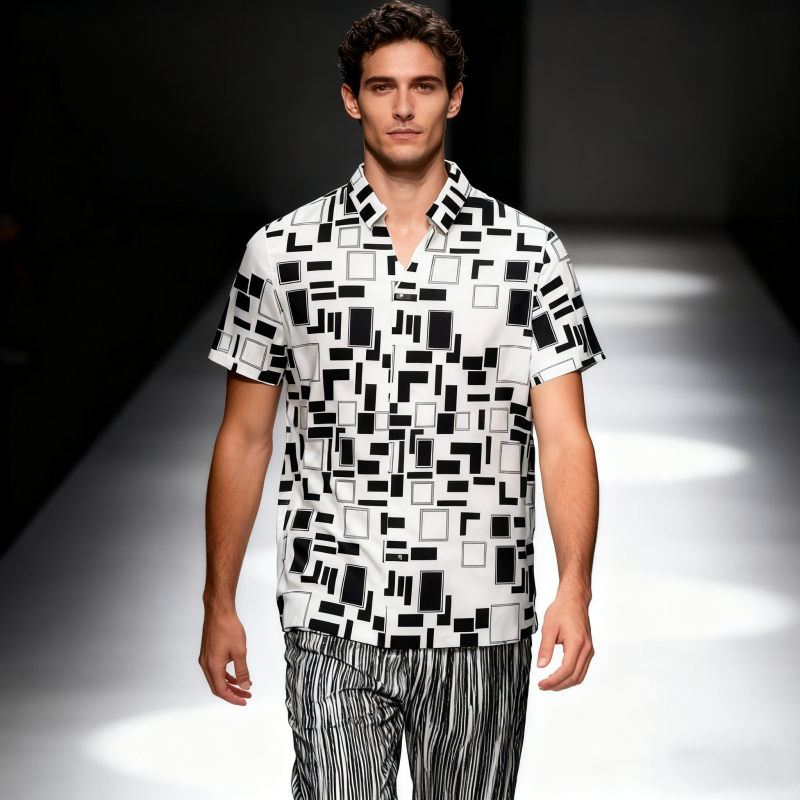 Men's short-sleeve seamless V-neck2024