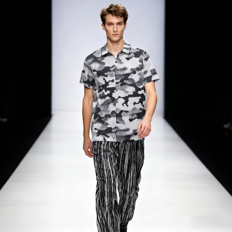 Men's short-sleeve seamless V-neck2034