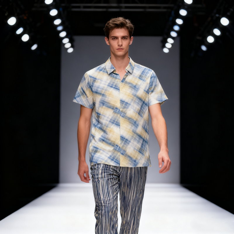 Men's short-sleeve seamless V-neck2036