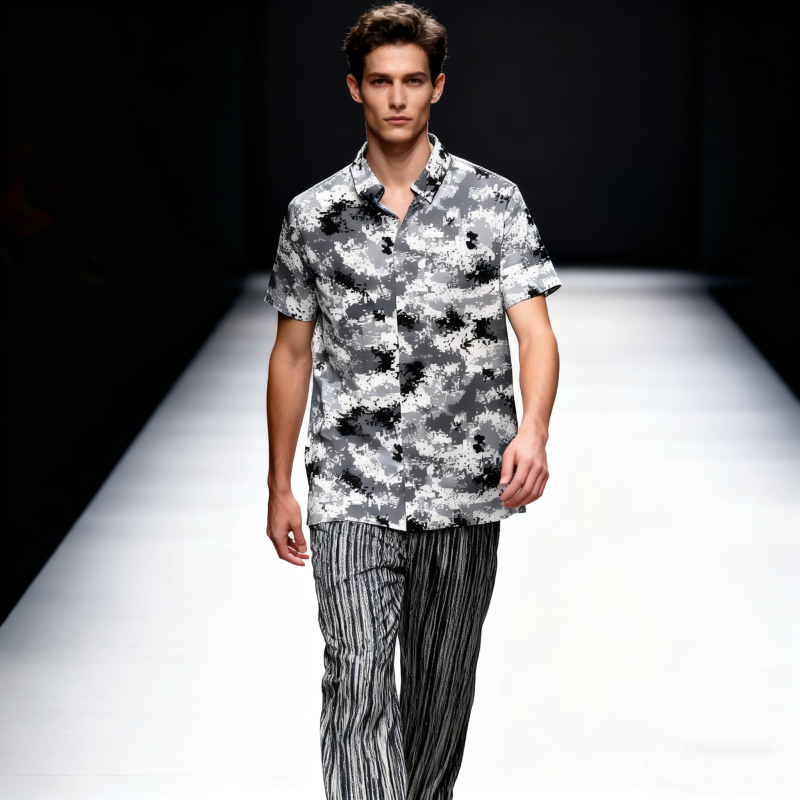 Men's short-sleeve seamless V-neck2041