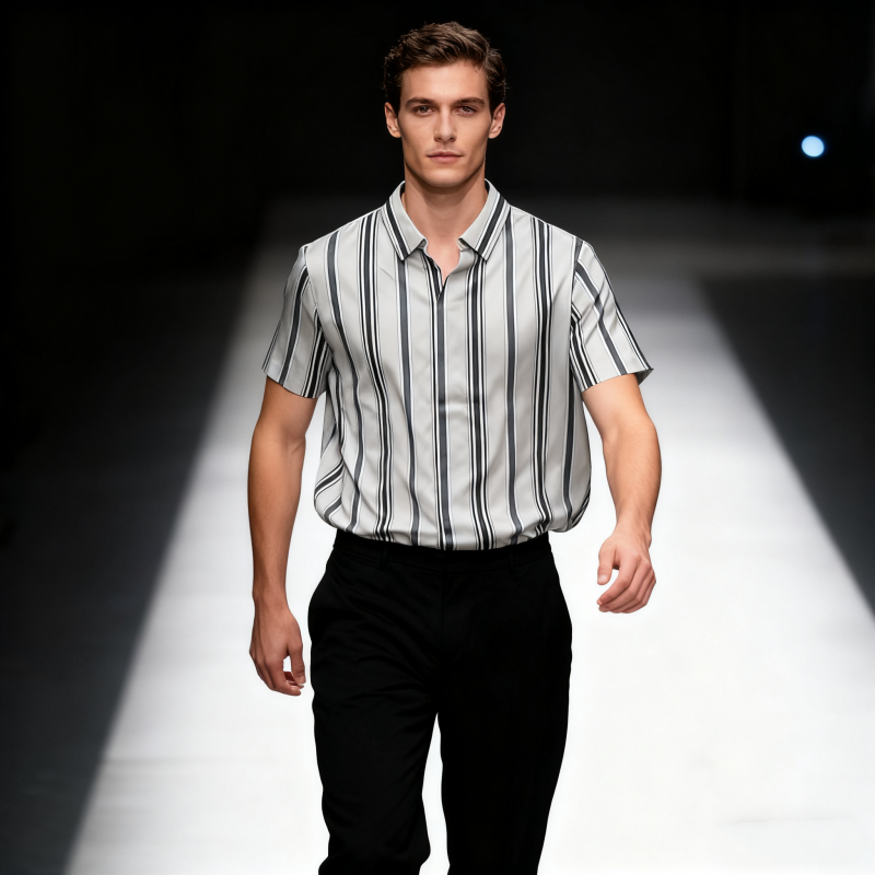 Men's short-sleeve seamless V-neck2043