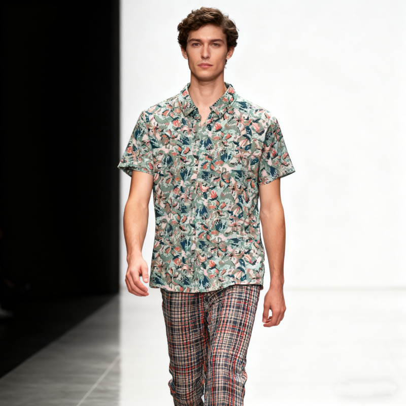 Men's short-sleeve seamless V-neck2046